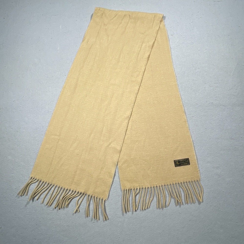 Conquista Scarf Women Wool Touch Fringed Edge Tan Beige Italy Minimalist